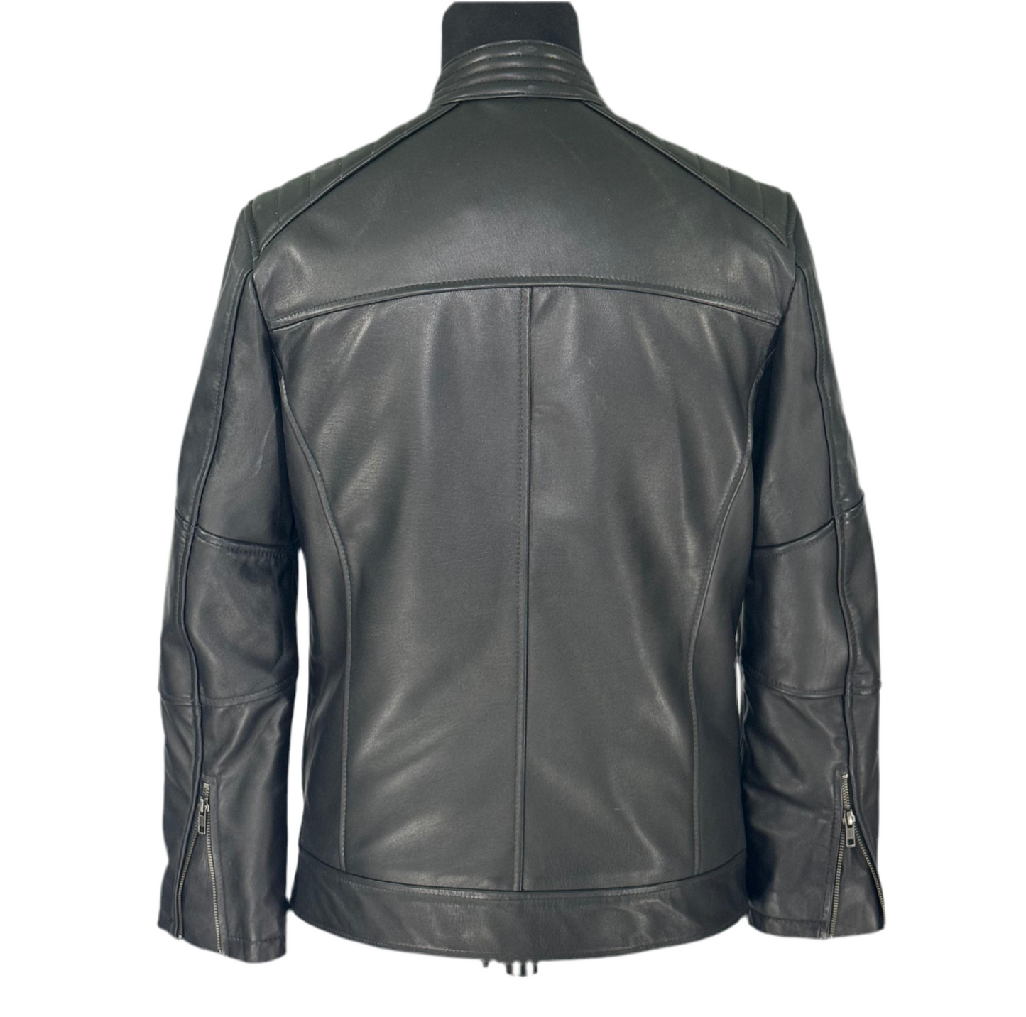Sheep Skin Leather Racer Jacket
