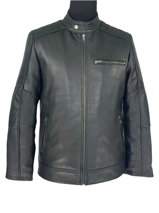 Sheep Skin Leather Racer Jacket
